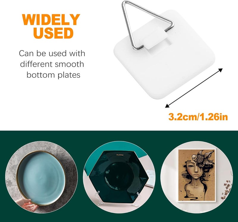 CoguZed 20-Pack 1.25 Inch Invisible Adhesive Plate Hanger Set - Vertical Plate Holders for Wall - Image 4