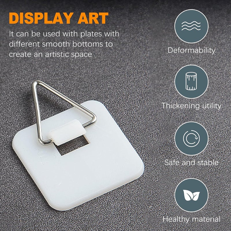CoguZed 20-Pack 1.25 Inch Invisible Adhesive Plate Hanger Set - Vertical Plate Holders for Wall - Image 5