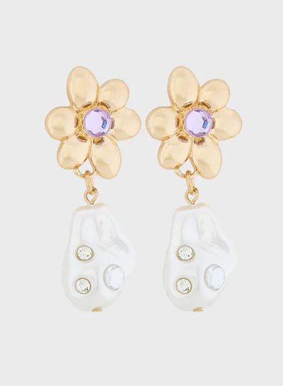 ELLA Floral Drop Pearl Earrings
