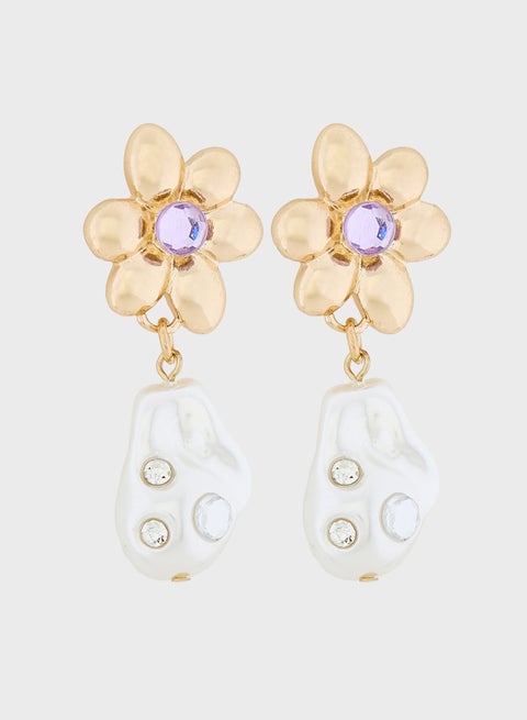 Floral Drop Pearl Earrings