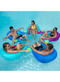 SwimWays SwimWays 6047149 AquaLinx Interlocking Cup Holder Pool Float Lounger, Cyan/Pink  - Image 5