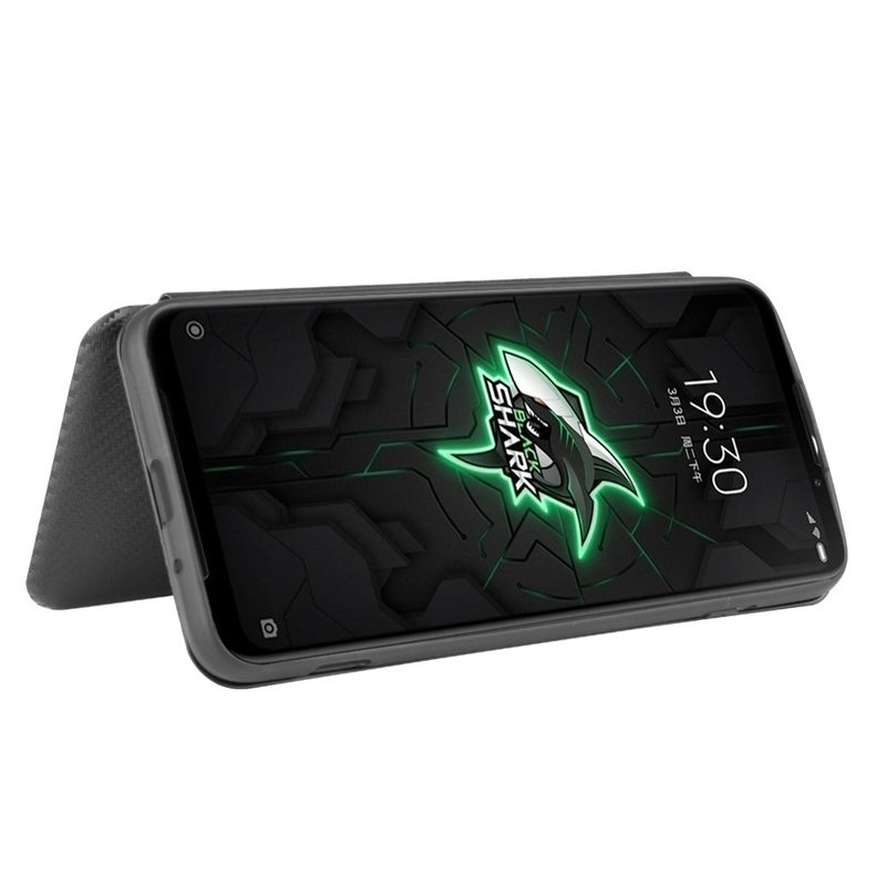 HuHa Protective Cover For Xiaomi Black Shark 3 Carbon Fiber Texture Horizontal Flip TPU + PC + PU Leather Case with Card Slot(Black) - Image 5