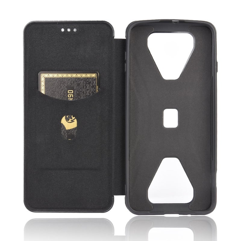HuHa Protective Cover For Xiaomi Black Shark 3 Carbon Fiber Texture Horizontal Flip TPU + PC + PU Leather Case with Card Slot(Black) - Image 4