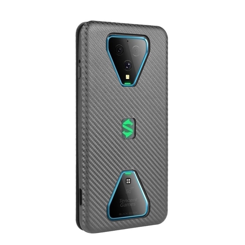 HuHa Protective Cover For Xiaomi Black Shark 3 Carbon Fiber Texture Horizontal Flip TPU + PC + PU Leather Case with Card Slot(Black) - Image 3