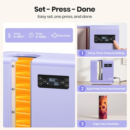 EENOUR Auto Tumbler Heat Press Machine, Automatic Rotating Tumbler Press, Pressure Setting Mug Press for Seamless Print, Even Heating Cup Press, for 11-32oz Sublimation Tumblers, Mugs, Glasses - Image 5
