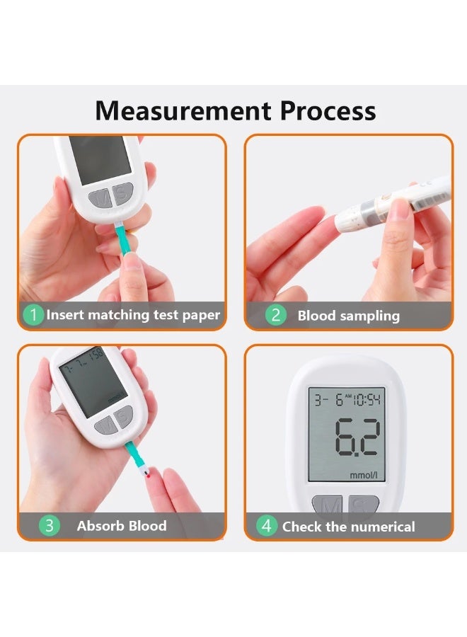 Eworld Fully Automatic Portable Blood Glucose Meter, Accurate and Easy to Use Diabetes Testing Device with 50 Test Strips, Lancet Pen and 50 Lancets, Fast Results, Memory Storage and Code-Free Operation - Image 5