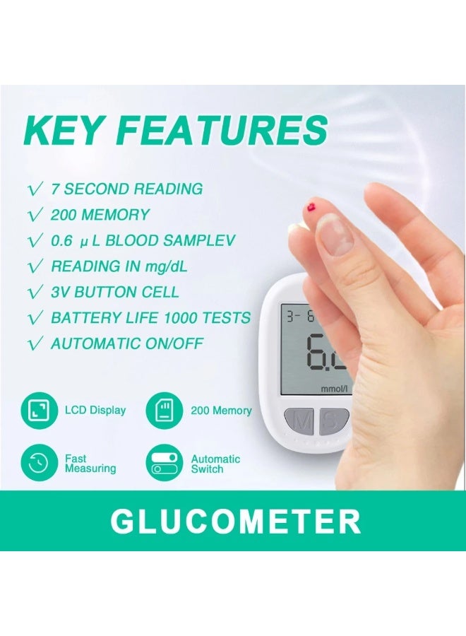 Eworld Fully Automatic Portable Blood Glucose Meter, Accurate and Easy to Use Diabetes Testing Device with 50 Test Strips, Lancet Pen and 50 Lancets, Fast Results, Memory Storage and Code-Free Operation - Image 2