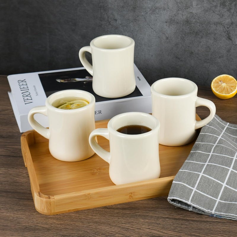 CAILIDE 11oz White Diner Coffee Mug Set of 4 Ceramic Mugs Great for Kitchen Set Travel and Hot Tea Cream - Image 5