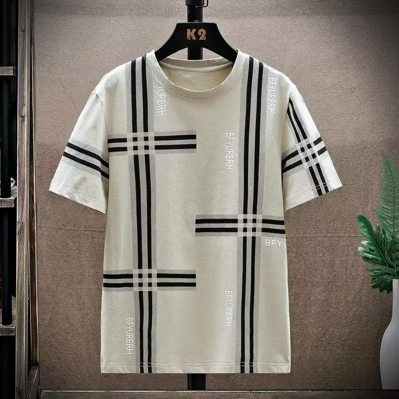 Men's short-sleeved T-shirt summer New Ice Silk ice sense slim fashion printed men's half-sleeved T-shirt top foreign trade - Image 5