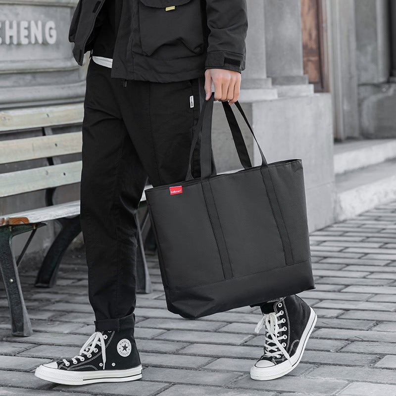 Japanese Style Mens Casual Canvas Messenger Bag Black  - Image 2