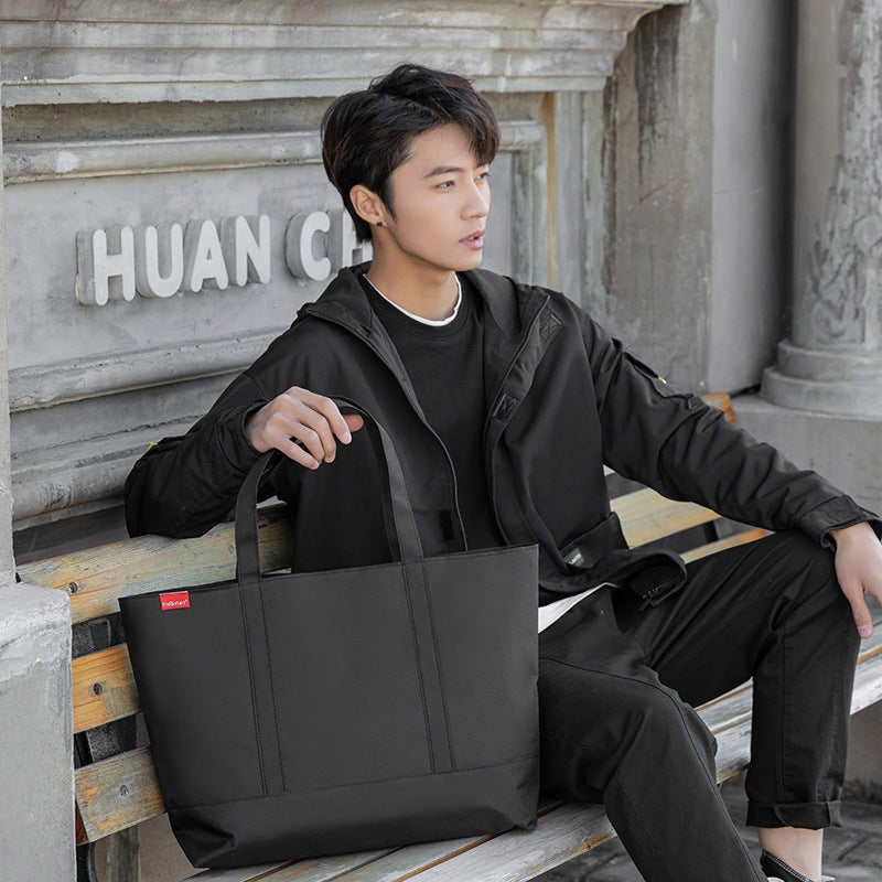 Japanese Style Mens Casual Canvas Messenger Bag Black  - Image 4