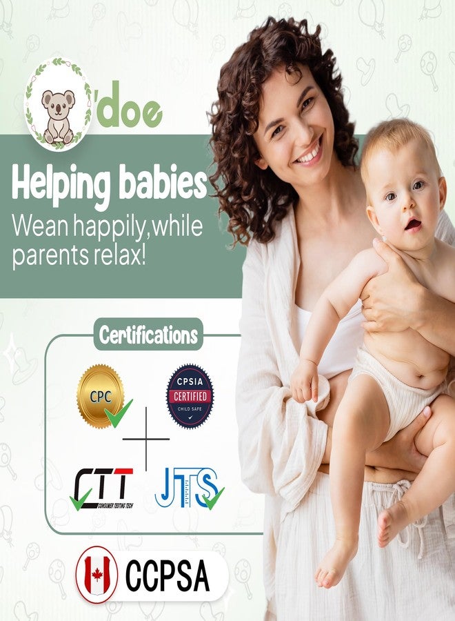 O'doe مجموعة تغذية الأطفال من السيليكون خالية من BPA مكونة من 17 قطعة | أطباق شفط سميكة وناعمة، وأوعية للأطفال، وشوكة وملعقة خشبية، والمزيد | اجعل وقت الطعام ممتعًا وسهلاً لطفلك (أخضر، V2) - Image 2