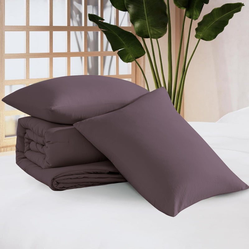 WRENSONGE Queen Comforter Set - 3 Pieces Prewashed Deep Purple Comforter Soft Lightweight for All Seasons,Down Alternative Comforters Queen Size with 2 Pillow Shams - Image 4