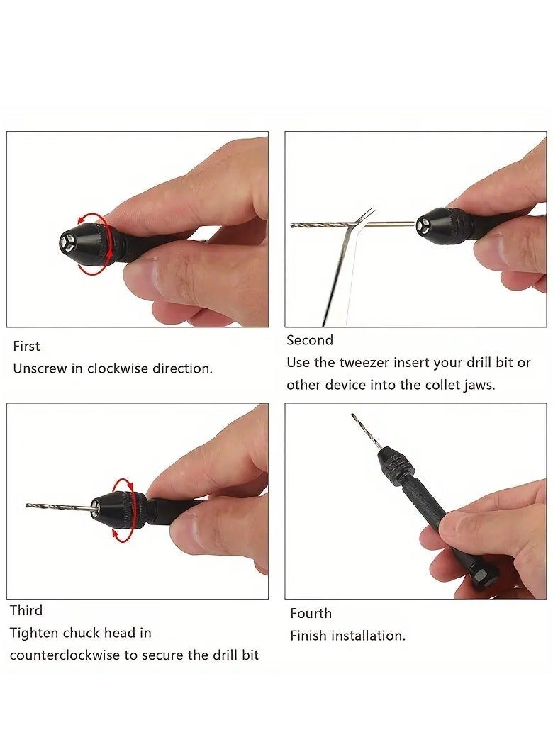 62pcs Hand Drill Tool Set, Jewelry Drill Resin Drill Mini Drill Hand Drill, For Jewelry Making Pin Vise Hand Drill Hand Drill For Resin Micro Drill Bit Mini Drill Set  - Image 5