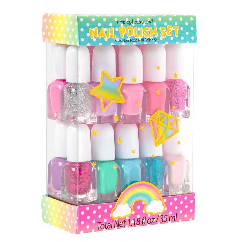 SIMPLE PLEASURES Unicorn Glitter Kids Nail Polish Set for Girls â€“ 14 Water-Based Non -Toxic Nail Art Kit - Gift Set for Girls Ages 7-12 - Image 2