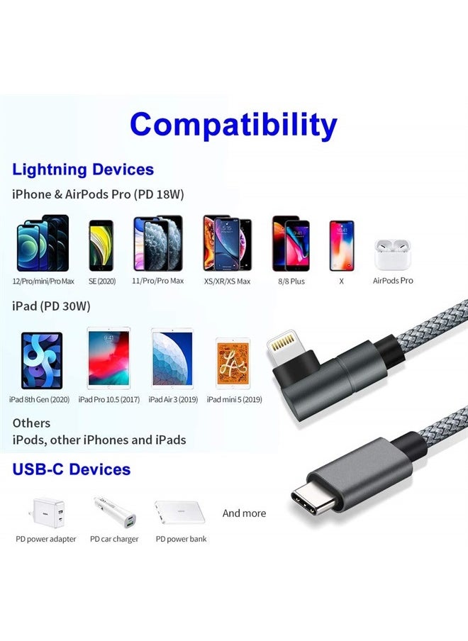 USB C to Lightning Cable, [6FT MFi-Certified] PD Fast Lightning to Type C Charger Cord Compatible with iPhone 12/12 Mini/12 Pro/11 Pro Max/X/XS/XR/8, iPad 8th (Gray)