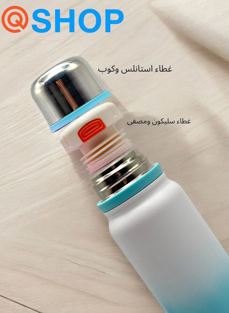QSHOP Leak-proof 650ml thermal bottle keeps drinks at the perfect temperature throughout the day and is the perfect companion for hot and cold drinks. - Image 3