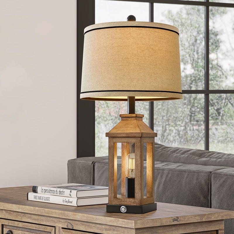 G-SAFAVA 23.75" Farmhouse Table Lamps USB A+C Charging Ports 3-Way Dimmable Touch Control Lamp Nightlight Vintage Modern Lamp for Living Room Bedroom with 2 Light Sources - Image 2