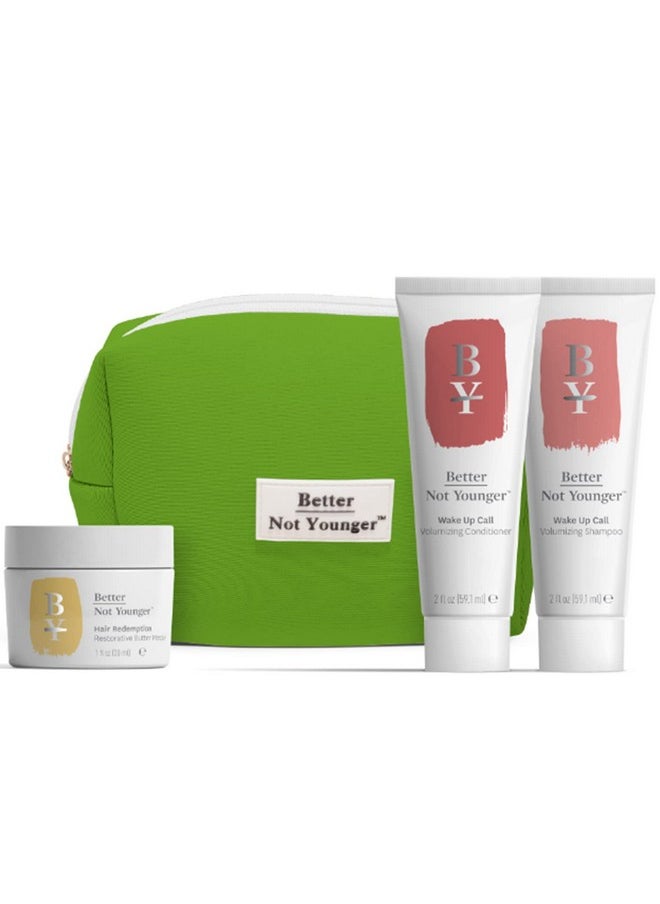 Better Not Younger Better Not Younger Discovery Kit - Strength & Volume, Includes Hair Redemption Restorative Butter Masque, Wake Up Call Volumizing Shampoo and Conditioner 2 Fl Oz each  - Image 1