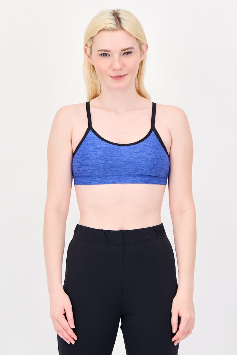 THE NORTH FACE Women Brand Logo Non-Padded Sports Bra, Blue - Image 1