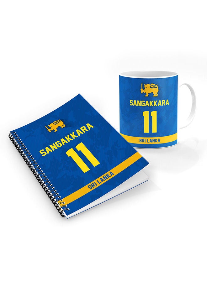 Stylizedd Designer Printed Coffee Mug + A5 Spiral Notebook Memo Notepad Journal Personalised Combo Gift Set  -Player Name - Kumar Sangakkara, Jersey Number-11 - Image 1