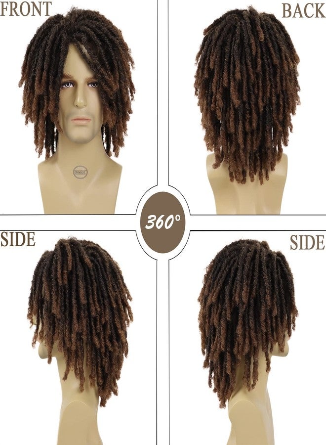 GNIMEGIL Short Braided Wig - Afro Bob Ombre Brown Crochet Twist Hair Dreadlocks Natural Synthetic Wig for Black Man - Breathable Braids - Image 4