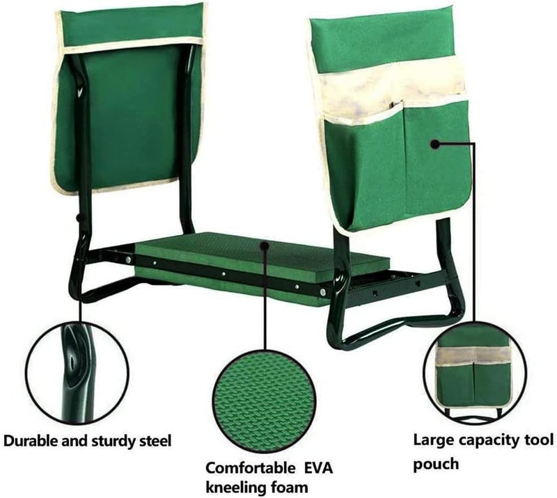 BDL Garden Kneeler and Seat, Upgraded Folding Bench Stool Portable Kneeler, Sturdy Gardening Tools with 2 Free Tool Pouch, Detachable Belt, A Pair of Garden Gloves, EVA Kneeling Pad - Image 5