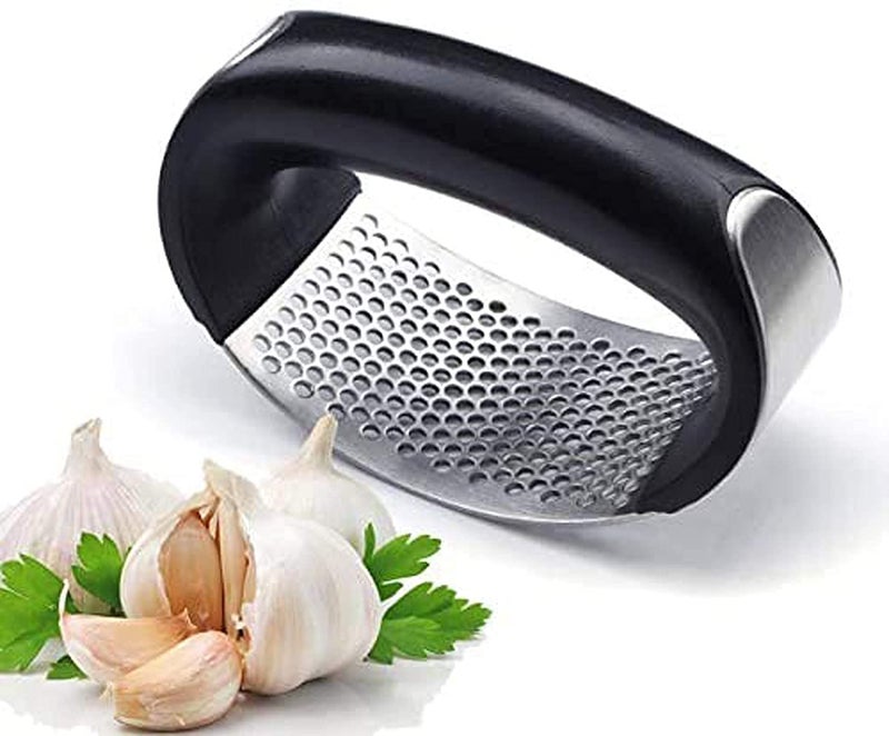 Garlic PressesHousehold Manual Garlic Press Device Kitchen Press RockerStainless Steel Garlic Crusher Chopper MincerEasy Operate and Clean Kitchen for Home Use ToolsBlack  - Image 1