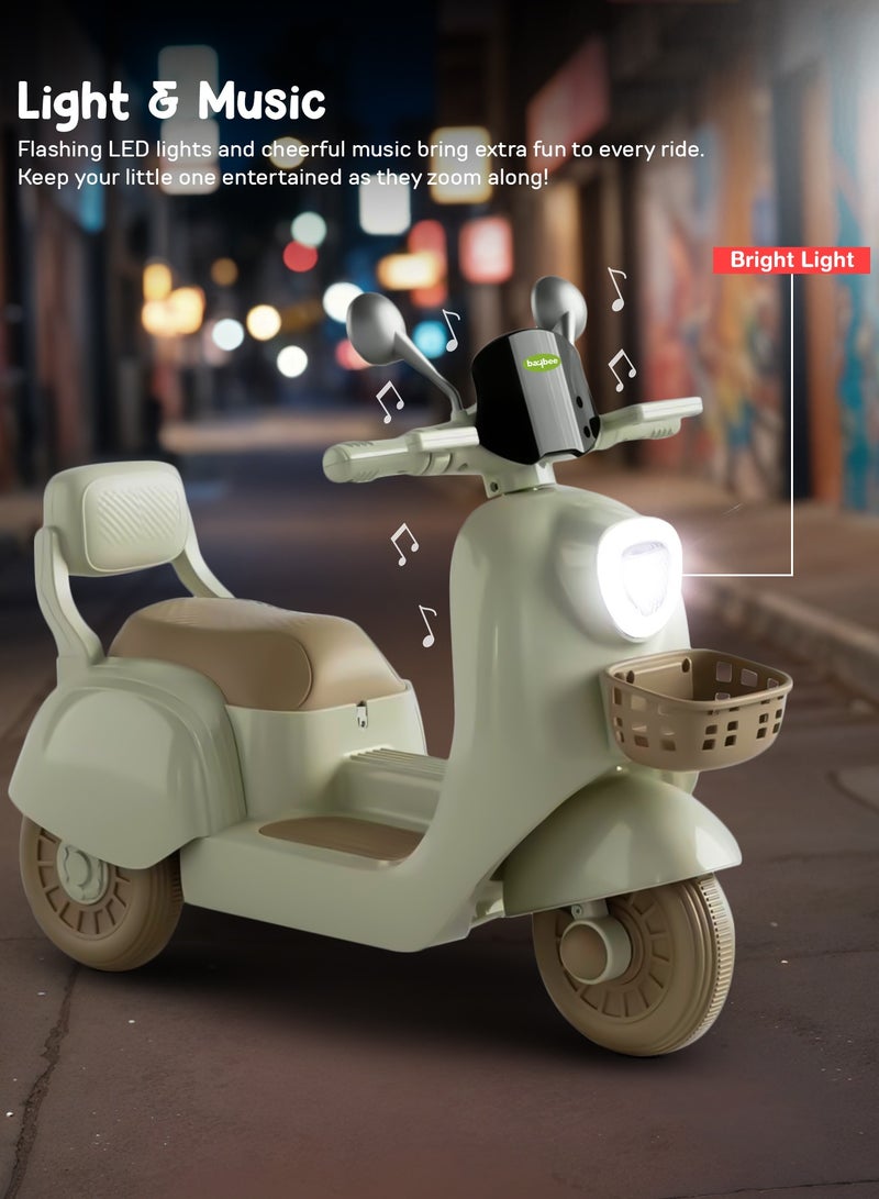 BAYBEE Lola Battery Operated Bike for Kids Ride on Toy Baby Bike Scooty with Light, Music, Storage, Kids Bike Rechargeable Battery Bike Electric Bike for Kids to Drive 1 to 4 Years Boy Girl Green - Image 4