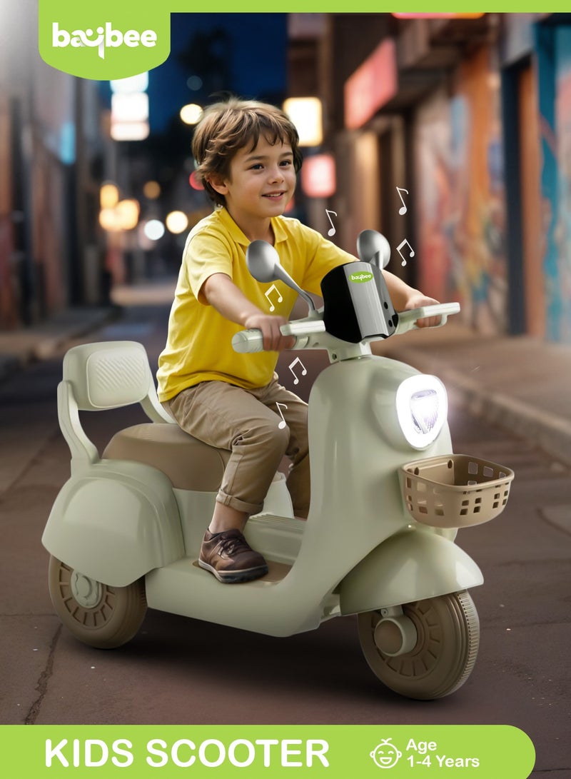 BAYBEE Lola Battery Operated Bike for Kids Ride on Toy Baby Bike Scooty with Light, Music, Storage, Kids Bike Rechargeable Battery Bike Electric Bike for Kids to Drive 1 to 4 Years Boy Girl Green - Image 1