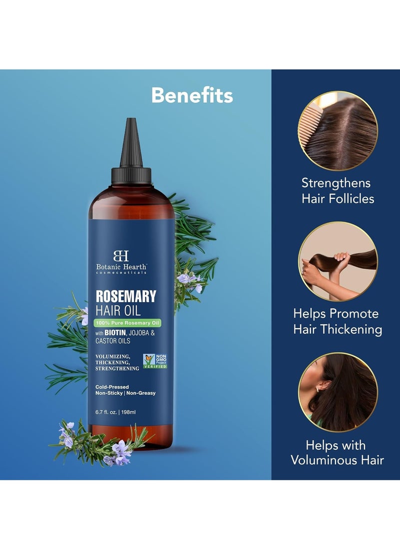 Botanic Hearth - Botanic Hearth 100% Pure Rosemary Oil For Hair Growth Infused With Biotin Nourishing and Volumizing With Jojoba Oil and Castor Oil Hair Oil with Applicator Scalp Massager for Hair Growth 198 ML - Image 1