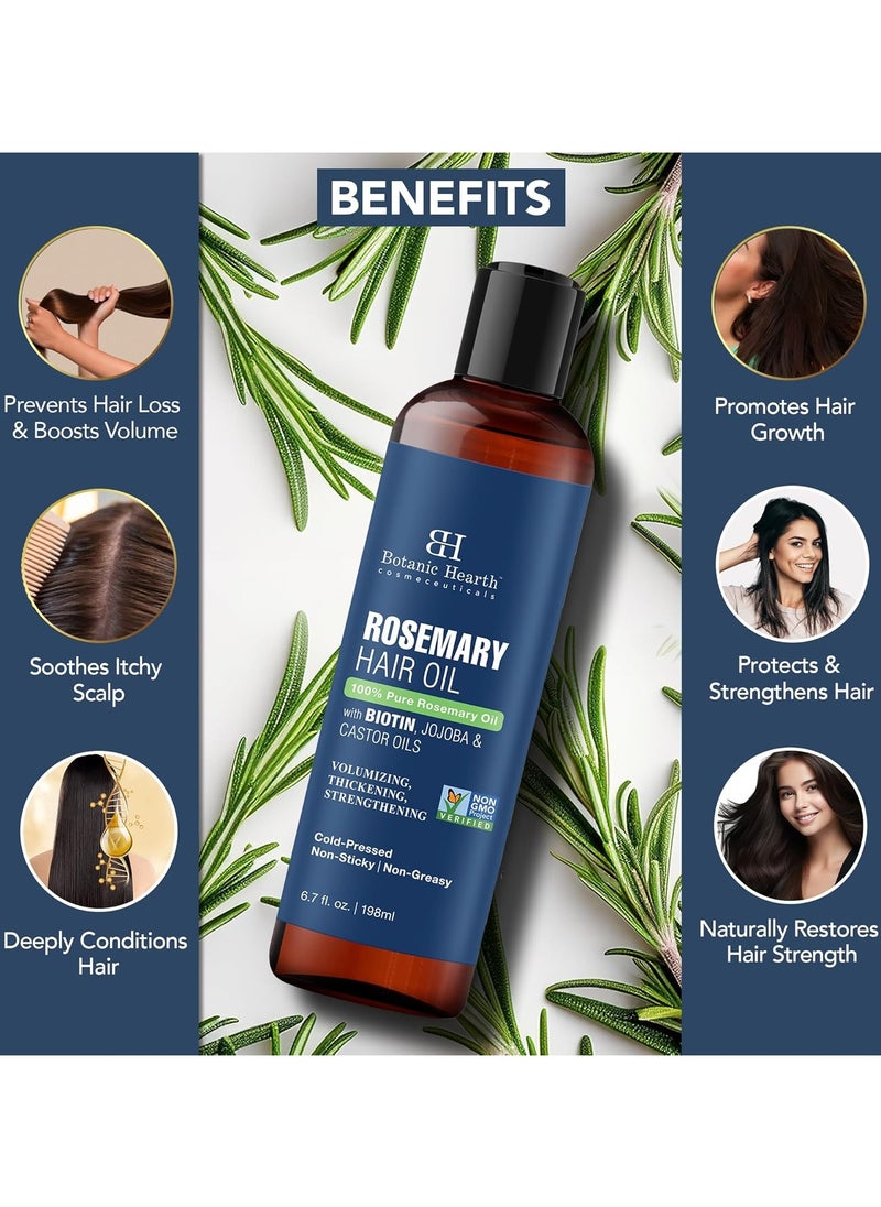 Botanic Hearth - Botanic Hearth 100% Pure Rosemary Oil For Hair Growth Infused With Biotin Nourishing and Volumizing With Jojoba Oil and Castor Oil Hair Oil with Applicator Scalp Massager for Hair Growth 198 ML - Image 1