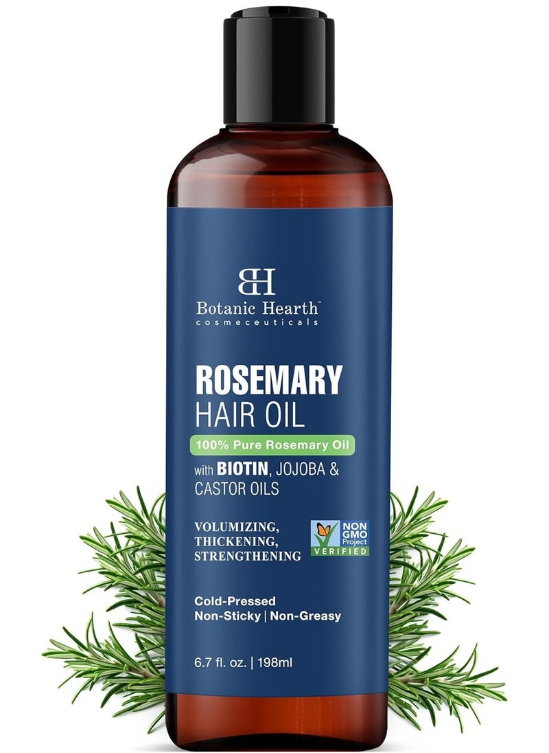 Botanic Hearth - Botanic Hearth 100% Pure Rosemary Oil For Hair Growth Infused With Biotin Nourishing and Volumizing With Jojoba Oil and Castor Oil Hair Oil with Applicator Scalp Massager for Hair Growth 198 ML - Image 1