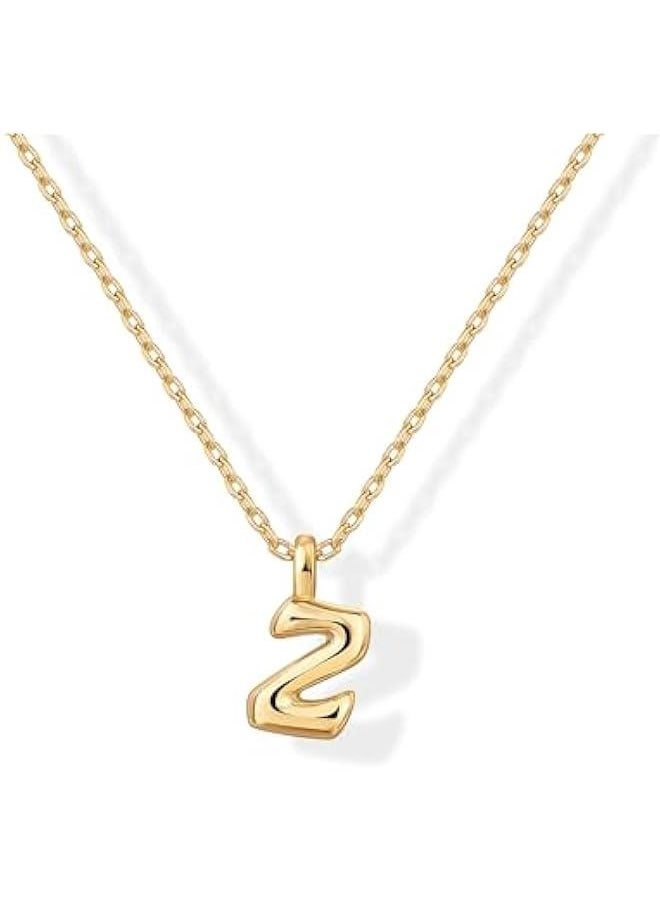 PAVOI - 14K Gold Plated Dainty Chunky Bubble Initial Letter Pendant Necklace for Women | Alphabet Letter Necklace - Image 1