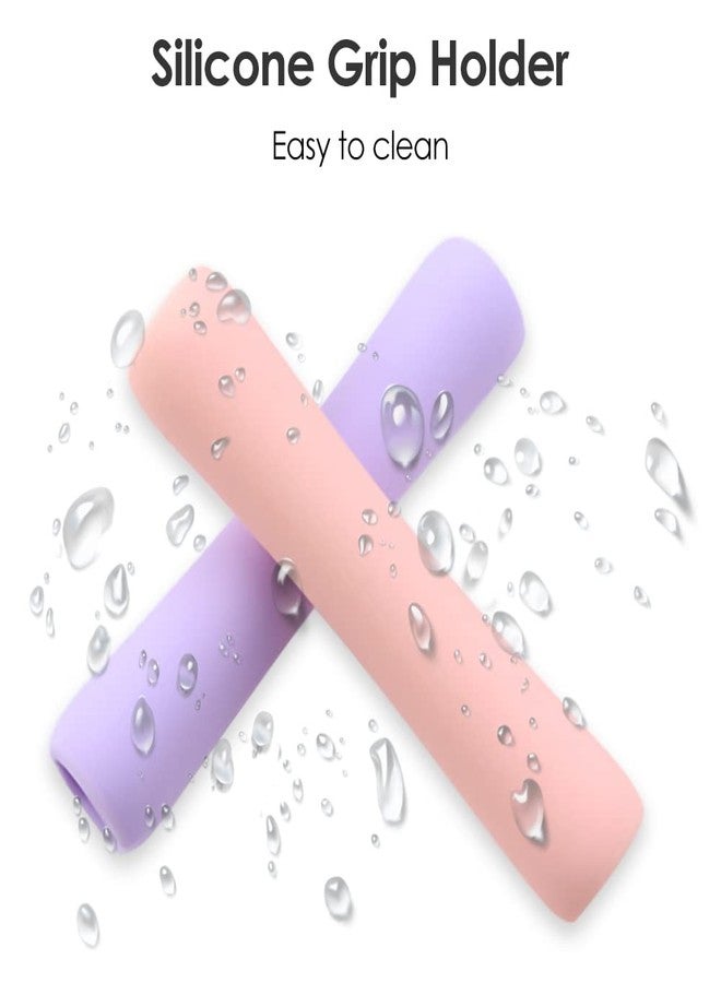 ProElife 2-Pack Ergonomics Grip Holder for Apple Pencil 2nd Gen & Apple Pencil (USB-C) Accessory Slim Silicone Protective Sleeve Cover Holder, No Interference for Magnetic Charging (Pink/Purple) - Image 5