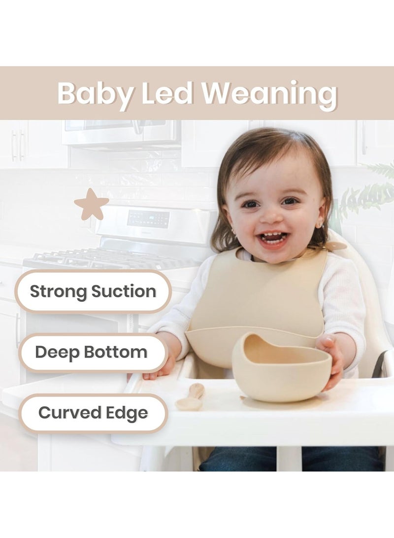Set Of 2 Pieces Silicone Baby Feeding Set With Suction, Silicone Bowl and Spoon For Baby, Kids - Image 3
