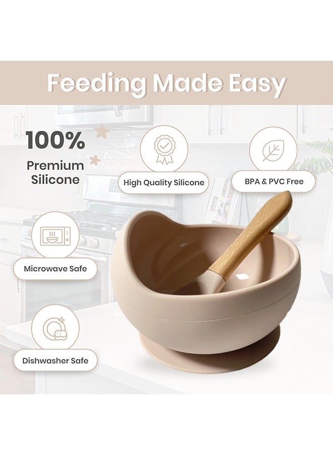 Set Of 2 Pieces Silicone Baby Feeding Set With Suction, Silicone Bowl and Spoon For Baby, Kids - Image 4