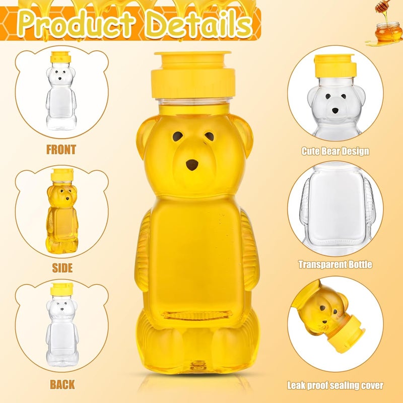 Barafat 8oz Plastic Honey Bear Bottle Mini Honey Jars Party Favors Small Honey Bear Bottles with Lids Bear Shape Clear Empty Honey Jar with Screw Yellow Lid 50 Tags 2 Rolls Jute Rope (36-set) - Image 5