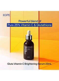 Gluta Vitamin C Brightening Serum - 25% Pure Vitamin C And 1,000Ppm Glutathione, Anti-Aging, Reduces Dark Spots, Korean Skincare, 0.78Oz.