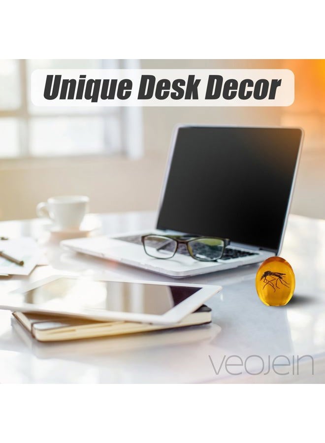 VEOJEIN Jurassic Mosquito in Amber [2D-C] Durable Resin Encased Detailed 2D Insect. Perfect for Collectors and Enthusiasts | Paperweight, Aged Effect, Desk Ornament - Image 4