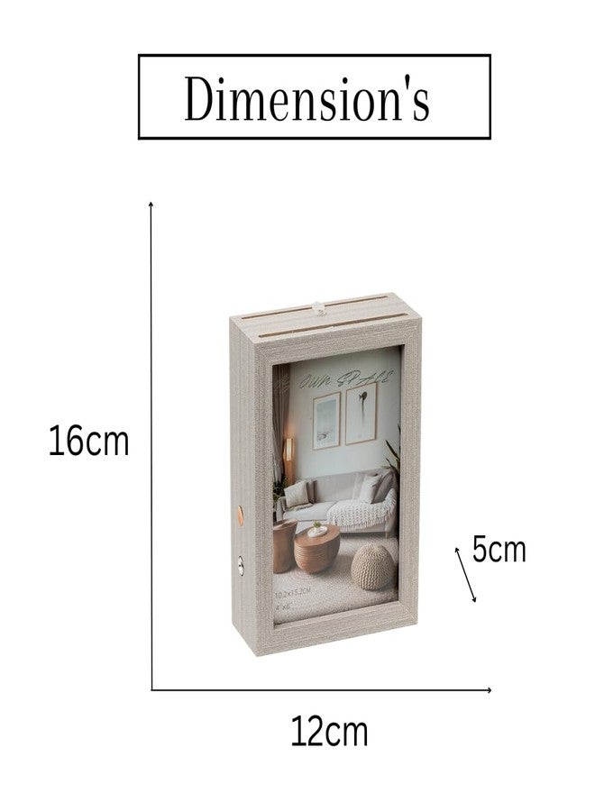 EAZYWAGON Double-Sided Wooden LED Photo Frame - 4x6 Inch (Grey) | Desktop & Tabletop Frame for Home Decor Office Desk Table Decoration & Gifting | Light-Up Photo Frame for Sweet Memories - Image 3