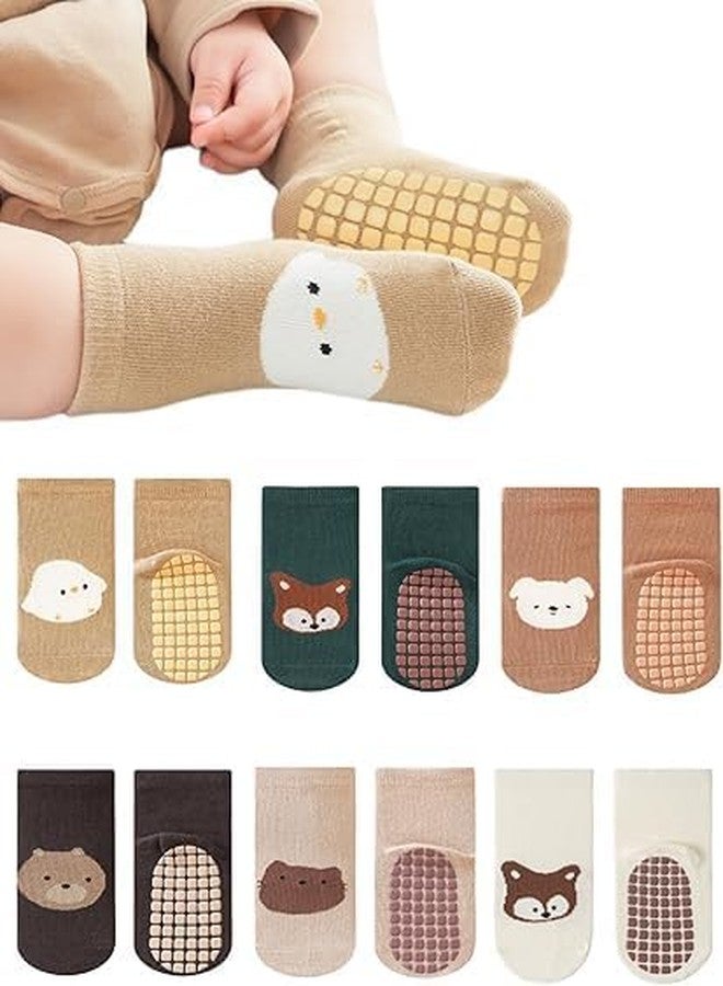 S SMITEX Smitex Cute Animal Face Non-Slip Grip Socks for Toddler Kids Boys Girls Warm Cozy Soft Cotton Winter Indoor Socks with Rubber Pads Non Skid Aged 1-3 Years - Image 1