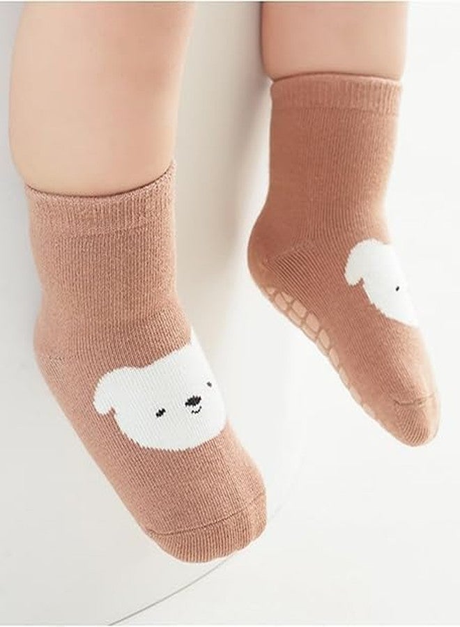 S SMITEX Smitex Cute Animal Face Non-Slip Grip Socks for Toddler Kids Boys Girls Warm Cozy Soft Cotton Winter Indoor Socks with Rubber Pads Non Skid Aged 1-3 Years - Image 5