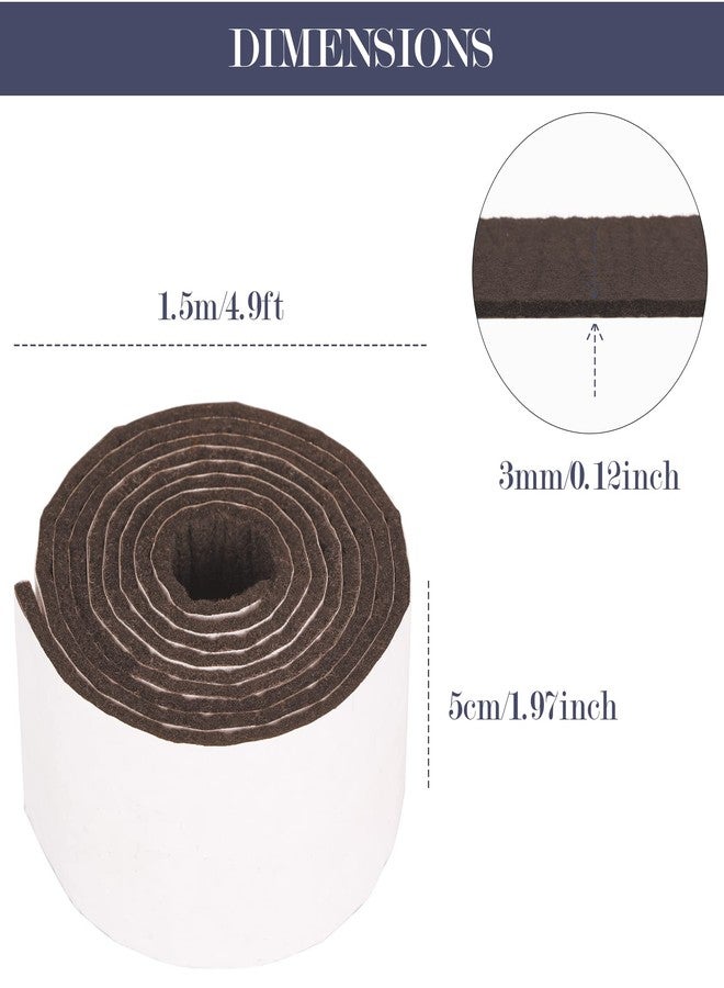 Pllieay 2 Pack Felt Strip Rolls with Adhesive Backing Heavy-Duty Felt Furniture Pads for Hardwood Floors and Rocking Chair to Protect Surface from Scratches & Damage(Brown, 118 x 2 x 0.12 Inch) - Image 2
