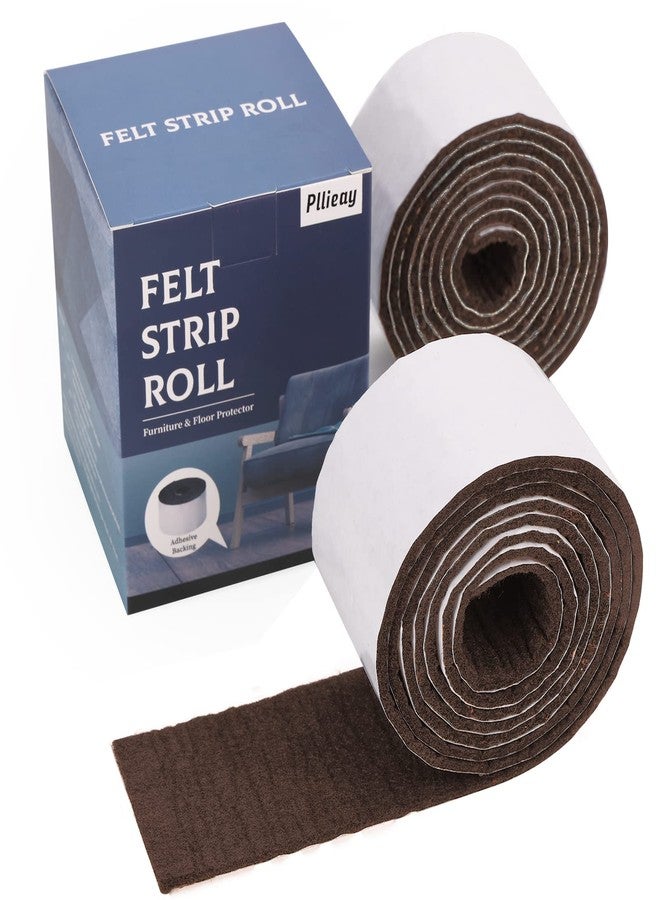 Pllieay 2 Pack Felt Strip Rolls with Adhesive Backing Heavy-Duty Felt Furniture Pads for Hardwood Floors and Rocking Chair to Protect Surface from Scratches & Damage(Brown, 118 x 2 x 0.12 Inch) - Image 1