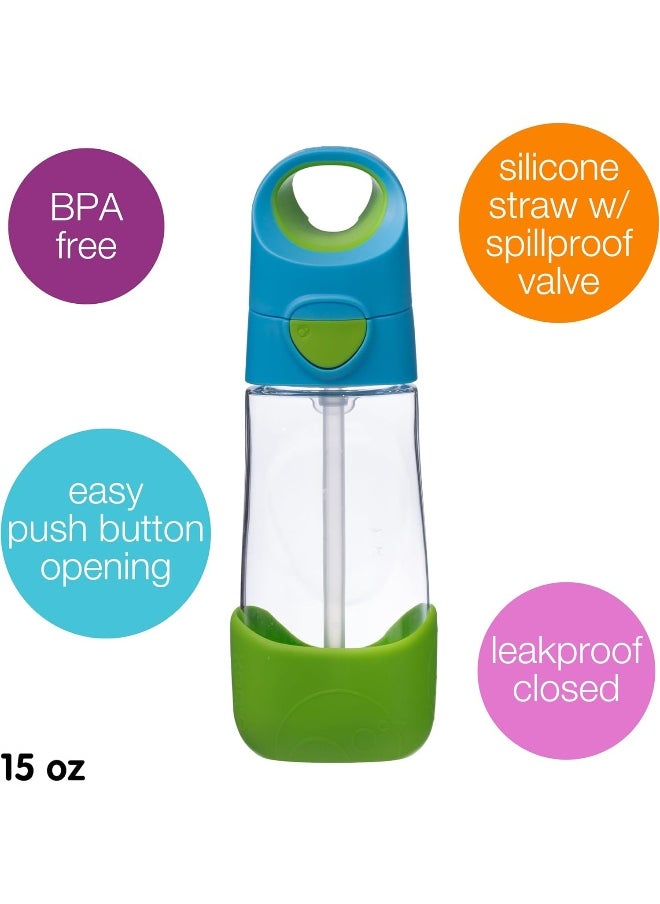 b.box b.box 15oz Tritan Drink Bottle: Modern Water Bottle with Flip Straw for Toddlers & Kids. Spill Proof, Leak Proof, BPA Free. Great for School/Daycare or Next Step after Sippy Cups (Ocean Breeze)  - Image 3