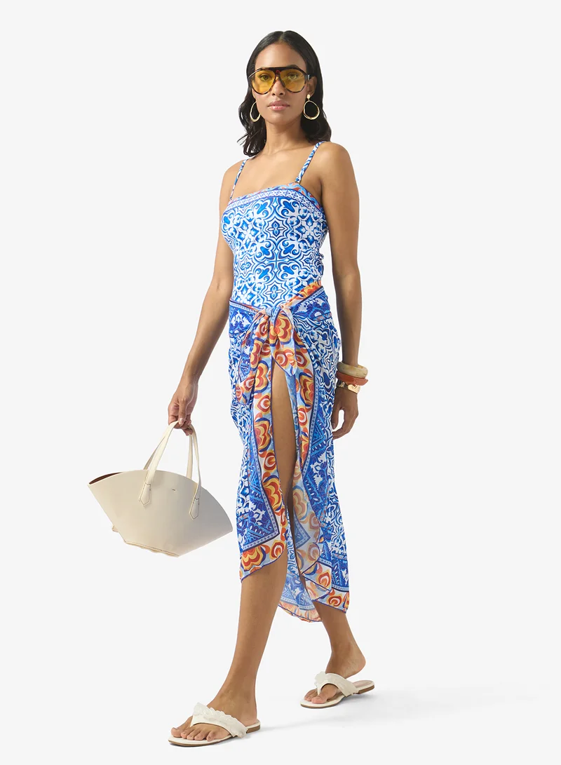 Ella  Printed Swimsuit With Beach Sarong for Women | Best Price UAE
