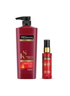 Anti-Frizz Serum Combo For Long Lasting Frizz Control - Keratin Smooth 580 Ml Shampoo And Keratin Smooth 50Ml Serum