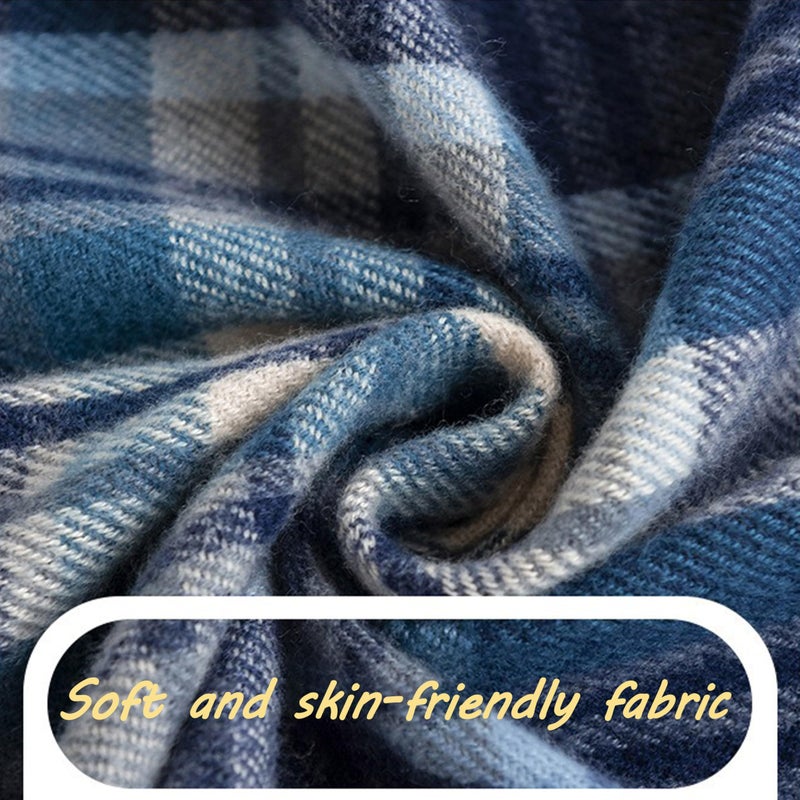 Mawjom Scottish Tartan Plaid Scarf Winter Cold Weather Faux Soft Cashmere Shawl Wrap with Fringes for Women - Image 2