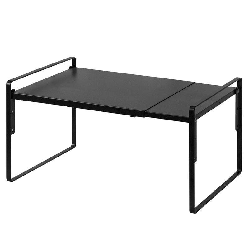 Nxconsu Cabinet Shelf Expandable Height Adjustable Organizer Riser For Kitchen Cabinet Pantry Cupboard Under Sink Countertop Organization Storage Space Saver Stackable Heavy Duty Metal Black Xl - Image 1